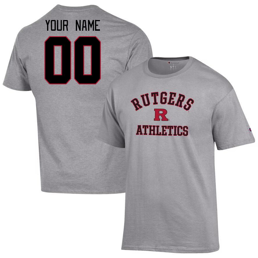 Custom Rutgers Scarlet Knights Name And Number College Tshirt-Gray - Click Image to Close